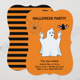 Invitation Halloween fantôme Trumpy, araignée et c