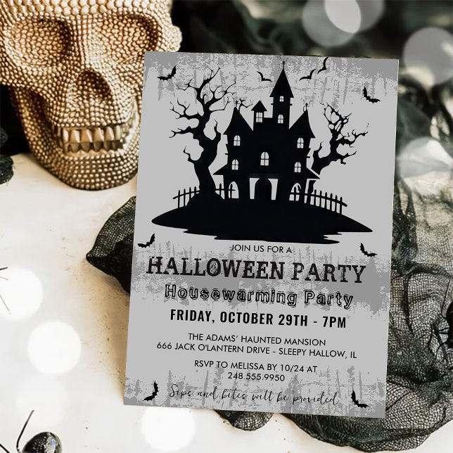 Invitation Halloween Fête du réchauffement de la maison Grey  (Créateur téléchargé)
