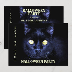 Invitation Halloween fête peur Chat noir Horreur Nuit