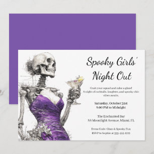 Invitation Halloween Filles Nuit dehors   Cocktail éffrayant