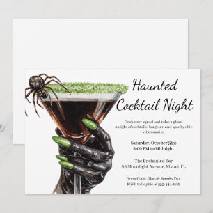 Invitation Halloween Filles Nuit dehors   Cocktail éffrayant