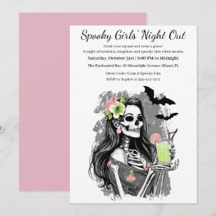 Invitation Halloween Filles Nuit dehors   Cocktail éffrayant