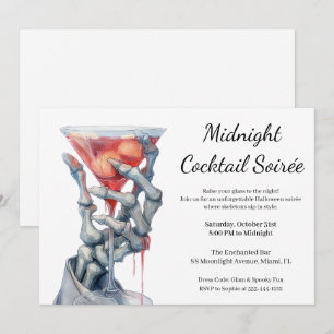 Invitation Halloween Filles Nuit dehors Cocktail éffrayant