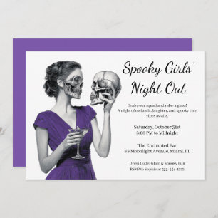 Invitation Halloween Filles Nuit dehors Cocktail éffrayant