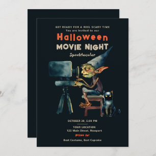 Invitation Halloween Film Nuit Gremlin Chat Noir Chat Noir