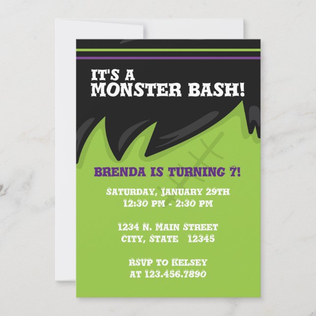 Invitation Halloween Frankenstein Monster Bash (Devant)