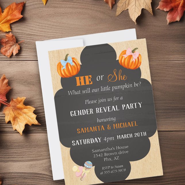 Invitation Halloween Genre Revele Citrouille de la fête Thank (Créateur téléchargé)