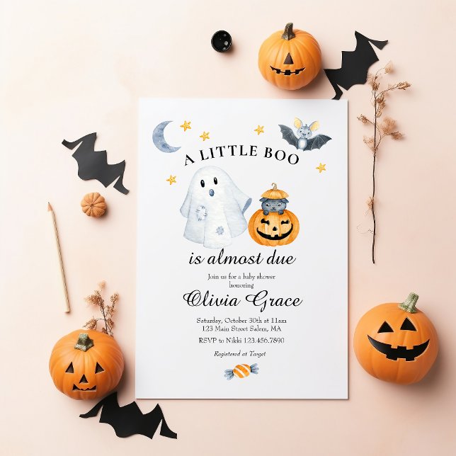 Invitation Halloween Ghost Citrouille Little Boo Baby shower  (Créateur téléchargé)