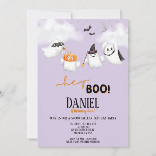 Invitation Halloween Ghost Hey Boo fête d'anniversaire