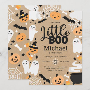 Invitation Halloween Ghost Little Boo 2e fête d'anniversaire