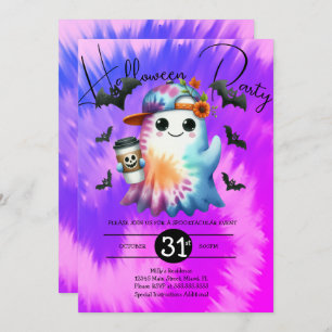 Invitation Halloween Ghost Neon Party Tie Dye Main tirée