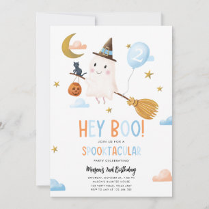 Invitation Halloween Ghost Spooktacular Hey Boo Boy Boy Anniv