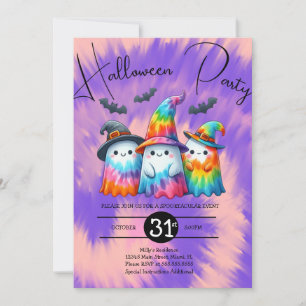Invitation Halloween Ghost Trio Party Tie Dye Main tirée