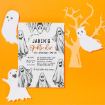 Invitation Halloween Ghosts Spooktacular Anniversaire<br><div class="desc">Invitations d'anniversaire à thème Halloween modernes pour tout âge ! Ce design comprend 6 illustrations fantômes de style croquis autour du bord de la carte. À l'intérieur du cadre des fantômes, il y a une disposition typographique moderne pour afficher le texte de l'événement. "Venez nous rejoindre pour" courbe autour du...</div>