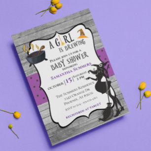 Invitation Halloween Girl est en train de brasser Baby shower