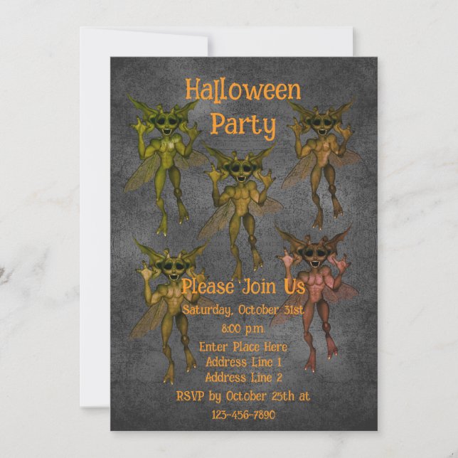 Invitation Halloween Goblins effrayant (Devant)