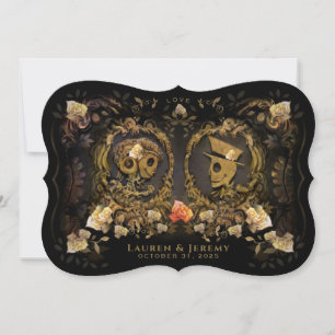 Invitation Halloween Golden Elegance Skeletons Bracket