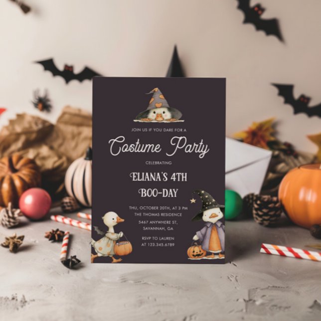 Invitation Halloween Goose Grey Anniversaire de enfant Costum (Créateur téléchargé)