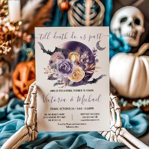 Invitation Halloween Goth Pleine lune Fête des mariées floral