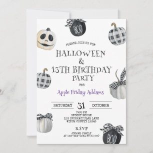 Invitation Halloween gothique, 13ème anniversaire noir