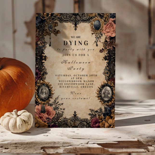 Invitation Halloween gothique cameo vintage (Créateur téléchargé)