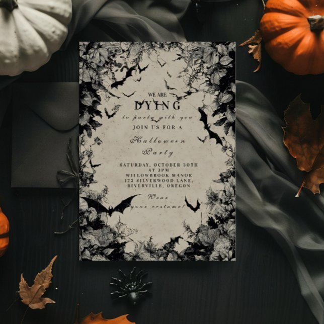 Invitation Halloween gothique chauves-souris hantées (Créateur téléchargé)