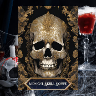 Invitation Halloween gothique crâne vintage pour adultes