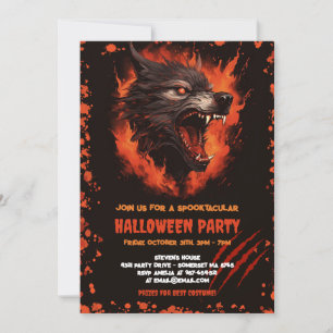 Invitation Halloween gothique du sang de loup-garou