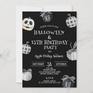 Invitation Halloween gothique, fête d'anniversaire Citrouille