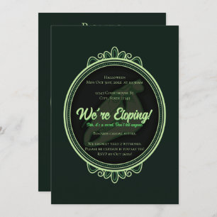 Invitation Halloween Gothique Vert Cheval Skull Elopement