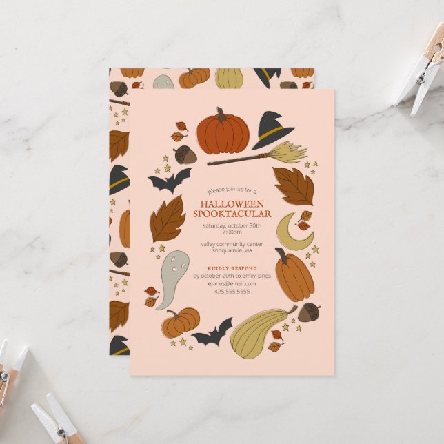 Invitation Halloween Graphic Party (Devant/Arrière en situation)