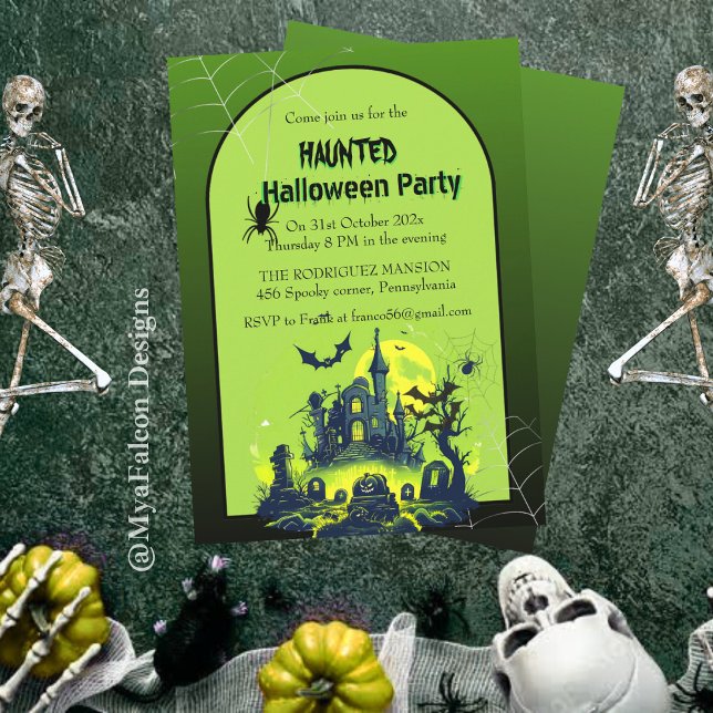 Invitation Halloween Green Haunted House Party (Créateur téléchargé)