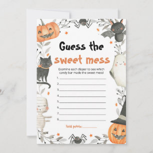 Invitation Halloween Guess the Sweet Mess Baby shower Jeu