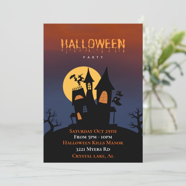 Invitation Halloween Haunted House (Debout devant)