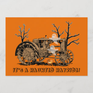 Invitation Halloween Haunween Haunted Hay Ride Ferme Tracteur