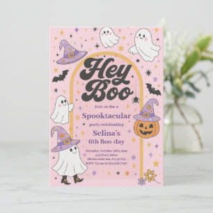 Invitation Halloween Hey Boo Cute Ghost Anniversaire
