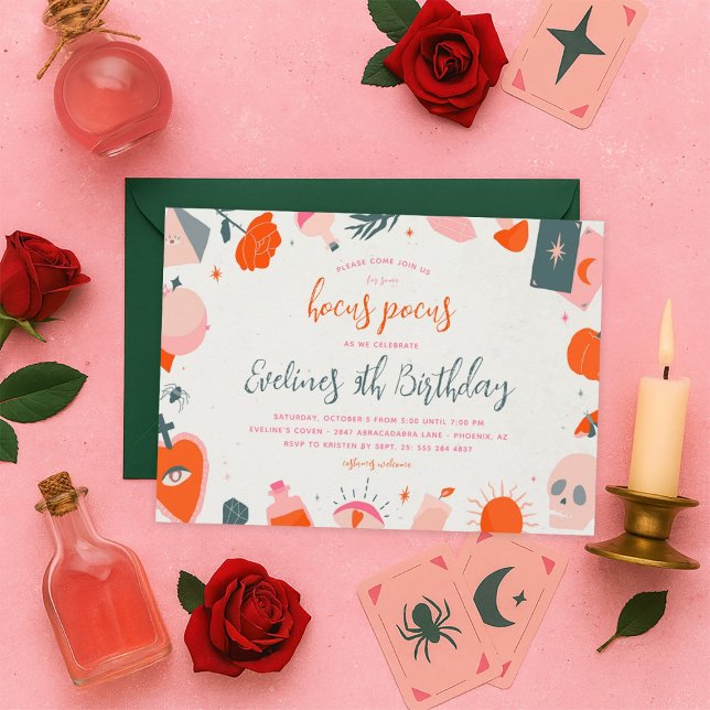 Invitation Halloween Hocus Pocus Witch Anniversaire Invitatio (Créateur téléchargé)
