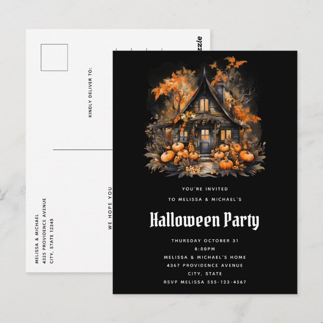 Invitation Halloween House Party (Devant / Derrière)