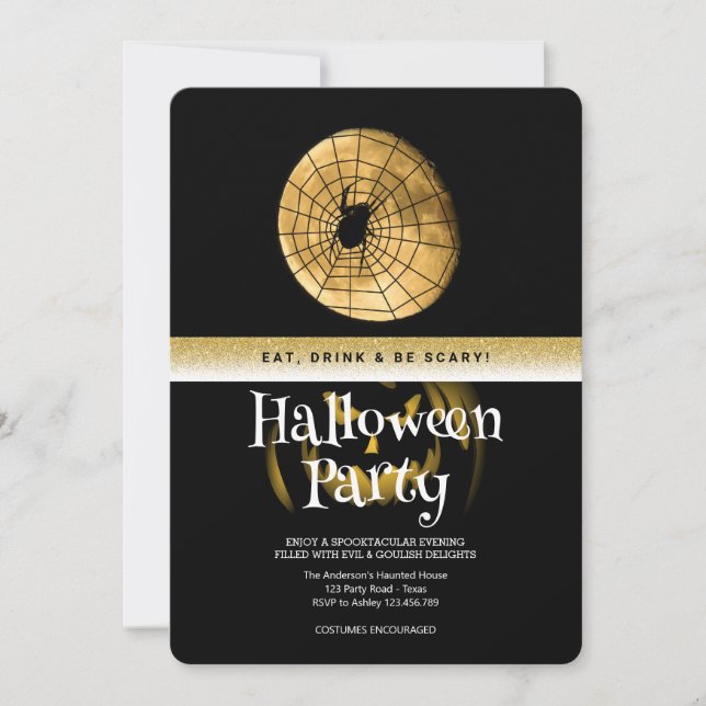 Invitation Halloween Imaginaire gothique Lune (Devant)