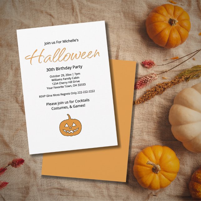 Invitation Halloween Jack O'Lantern 30e fête d'anniversaire (Créateur téléchargé)