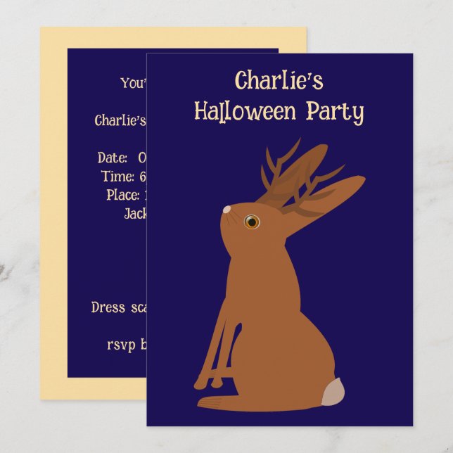 Invitation Halloween Jackalope Trace ou traitement personnali (Devant / Derrière)