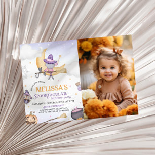 Invitation Halloween jolie sorcière Anniversaire Spooktacular