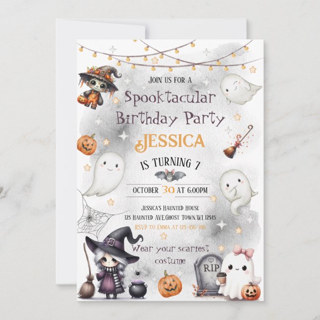 Invitation Halloween Joyeux Boo – Gentil Fantôme (Devant)