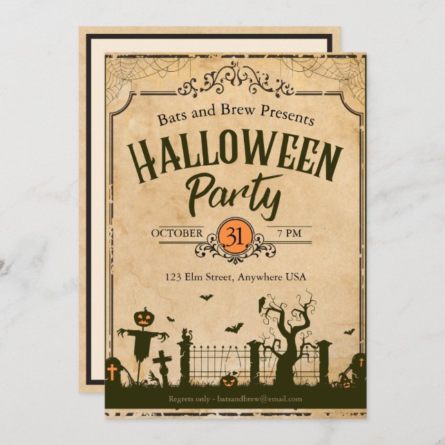 Invitation Halloween Juste une petite fête Éffrayante (Devant / Derrière)