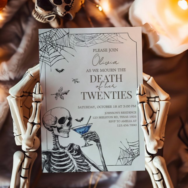 Invitation Halloween la mort à mes vingt ans Anniversaire (Death of my Twenties Birthday Party Invitation )