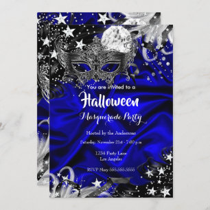 Invitation Halloween la nuit magique Masquerade Party bleu