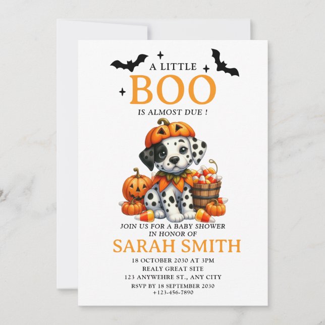 Invitation Halloween Le Petit Chien Boo est presque dû Baby s (Devant)