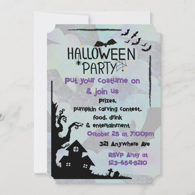 Invitation Halloween Little Batty (Devant)
