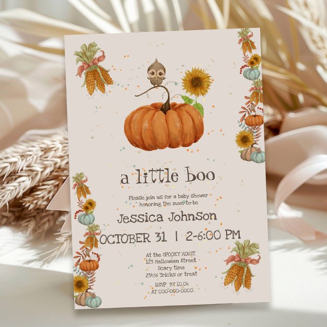 Invitation Halloween Little Boo Citrouille mignon Baby shower (Créateur téléchargé)