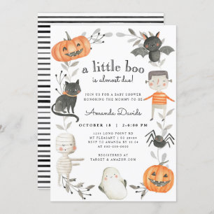 Invitation Halloween Little Boo Citrouille mignon Baby shower